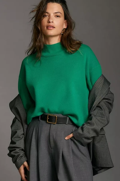 Shop Maeve The Carys Mock-neck Sweater By  In Green