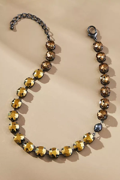 Shop Anthropologie Glitzy Crystal Necklace In Brown