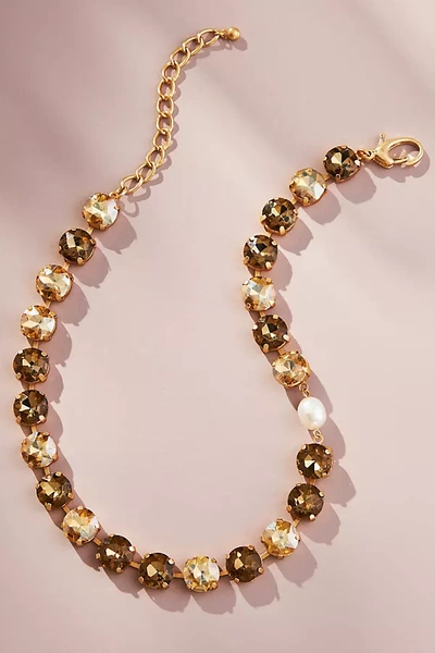 Shop Anthropologie Glitzy Crystal Necklace In Gold