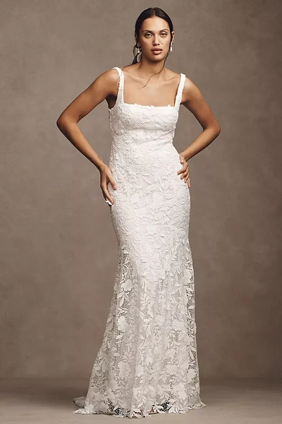 Shop Jenny Yoo Jenny By  Greta Square-neck Lace Wedding Gown In White
