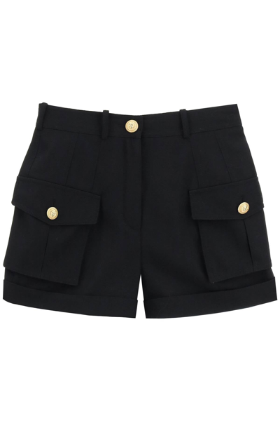 Shop Balmain Grain De Poudre Cargo Shorts Women In Black