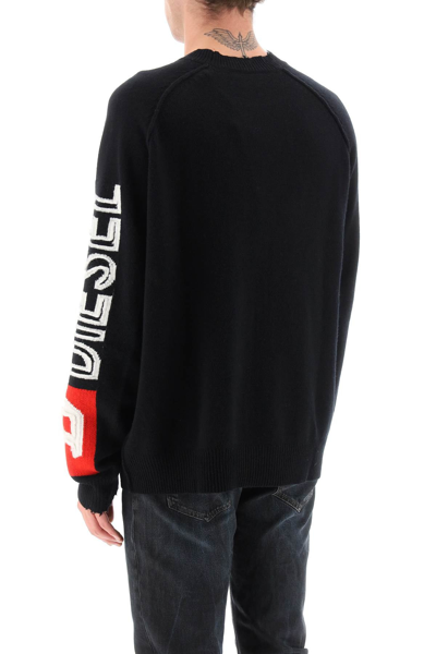 Shop Diesel Wool Sweater With Logo Men In Black