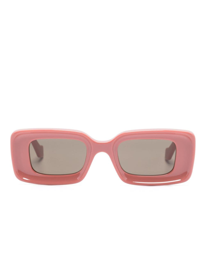 Shop Loewe Rectangular Sunglasses In Pink