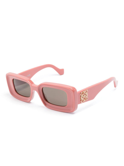 Shop Loewe Rectangular Sunglasses In Pink