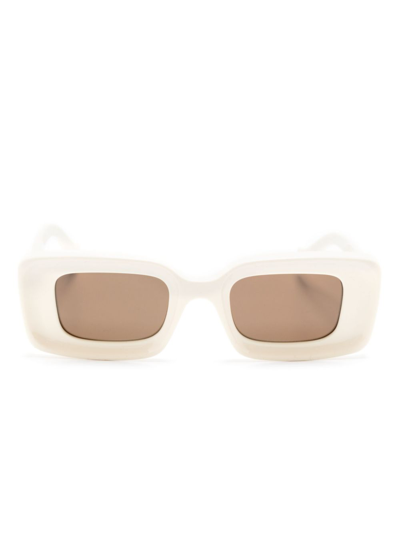 Shop Loewe Rectangular Sunglasses In White