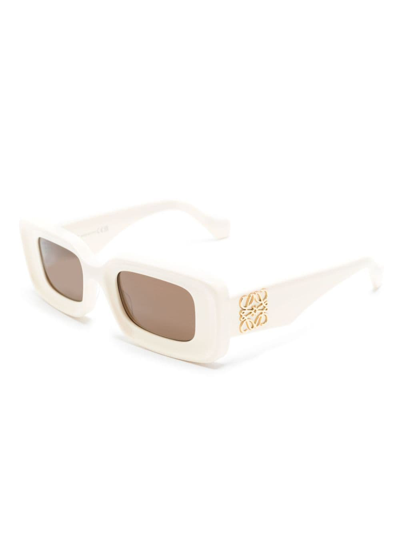 Shop Loewe Rectangular Sunglasses In White