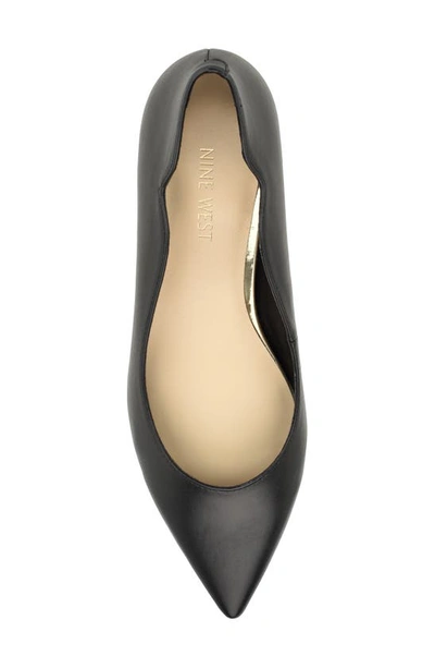 Shop Nine West Lovlady Pointed Toe Flat In Black Smooth