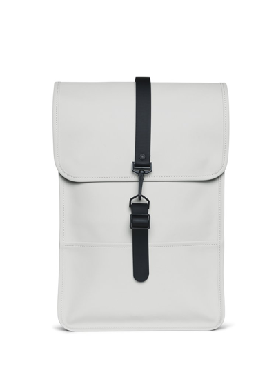 Shop Rains Logo Detailed Foldover Top Backpack In Grey