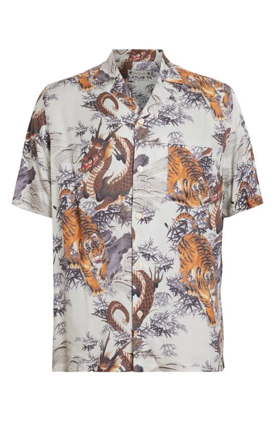 Shop Allsaints Kali Relaxed Fit Tiger & Dragon Print Camp Shirt In Off White