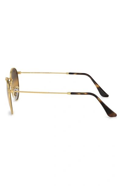 Ray Ban Round Metal Chromance Sunglasses Gold Frame Brown Lenses Polarized 50-21 In Gold Flash