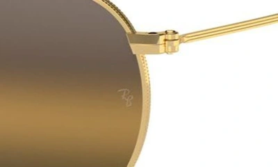 Ray Ban Round Metal Chromance Sunglasses Gold Frame Brown Lenses Polarized 50-21 In Gold Flash