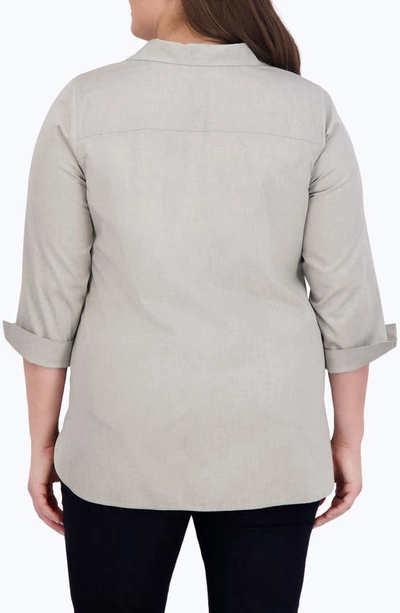 Shop Foxcroft Pandora Non-iron Tunic Shirt In Silver