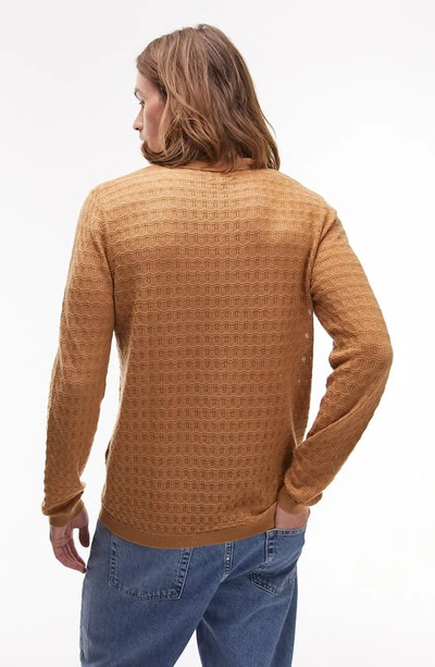 Shop Topman Pointelle Zigzag Polo Sweater In Brown