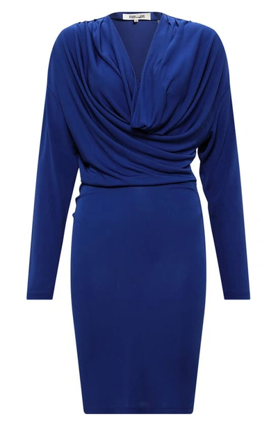 Shop Diane Von Furstenberg Joanie Cowl Neck Long Sleeve Dress In Royal Blue