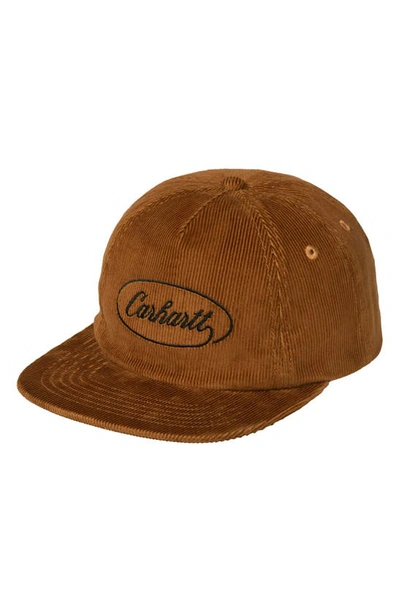 Shop Carhartt Rugged Corduroy Baseball Hat In Deep H Brown / Black