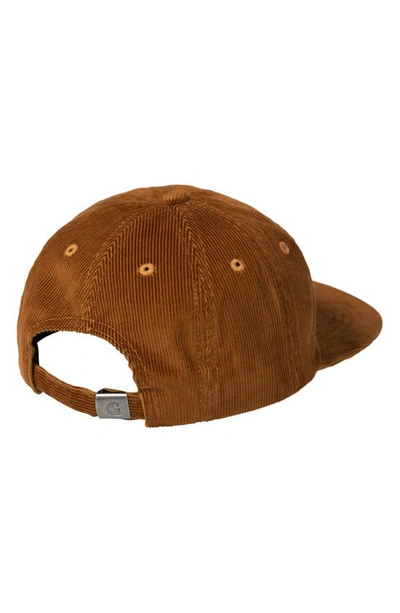 Shop Carhartt Rugged Corduroy Baseball Hat In Deep H Brown / Black