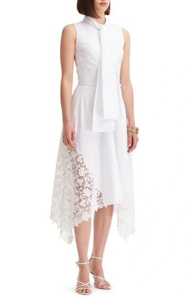 Shop Oscar De La Renta Gardenia Guipure Lace Sleeveless Shirtdress In White