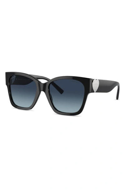 Tiffany & Co 54mm Gradient Polarized Square Sunglasses In Black