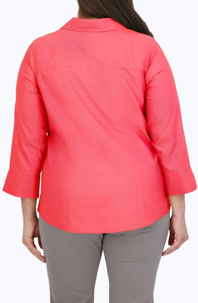 Shop Foxcroft 'taylor' Three-quarter Sleeve Non-iron Cotton Shirt In Simply Red