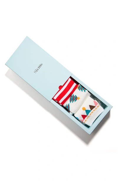Stems Festive 3-pack Crew Socks Gift Set In Red Multi