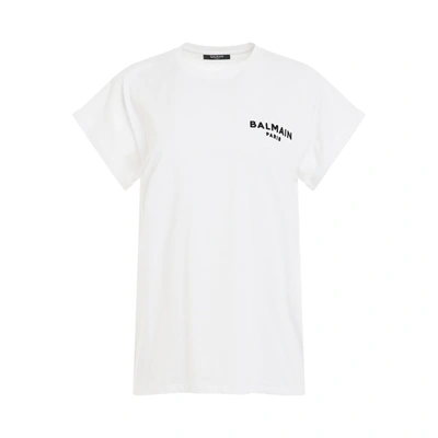 Shop Balmain Short Sleeve Logo Flock Detail Eco T-shirt