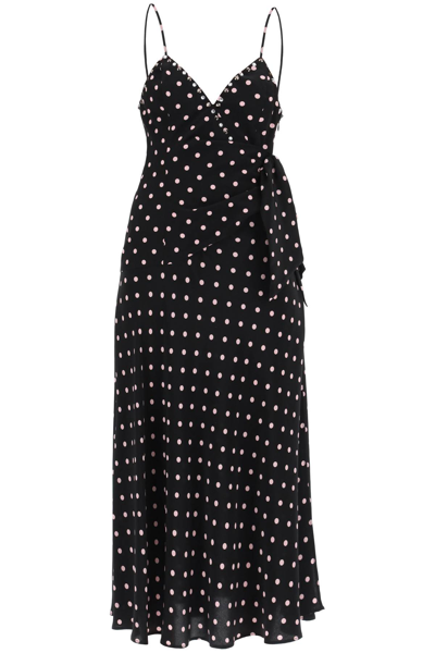 Shop Alessandra Rich Polka Dot Slip Dress With Studs And Rhinestones In Multi-colored