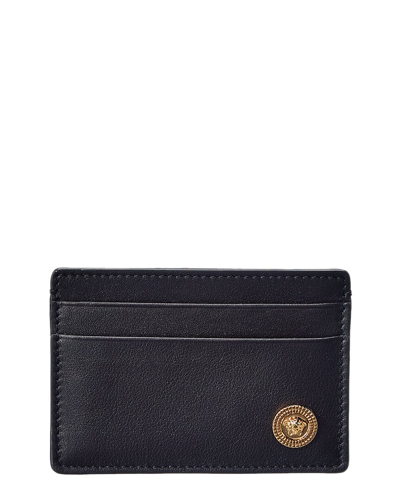 Shop Versace Medusa Leather Card Holder In Black