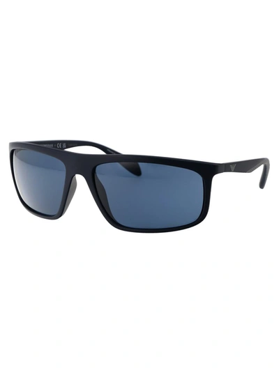 Shop Ea7 Emporio Armani Sunglasses In 508880 Matte Blue/rubber Grey