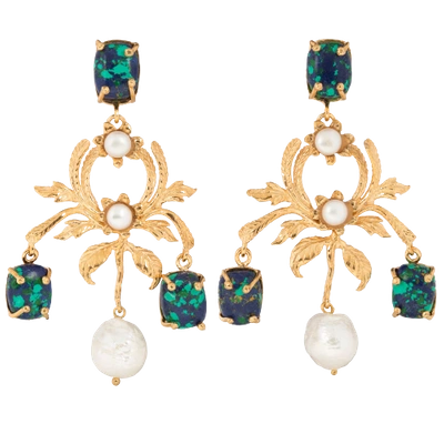 Shop Christie Nicolaides Celeste Earrings Green & Blue In Gold