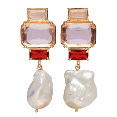 Shop Christie Nicolaides Bambina Earrings Pink In Gold