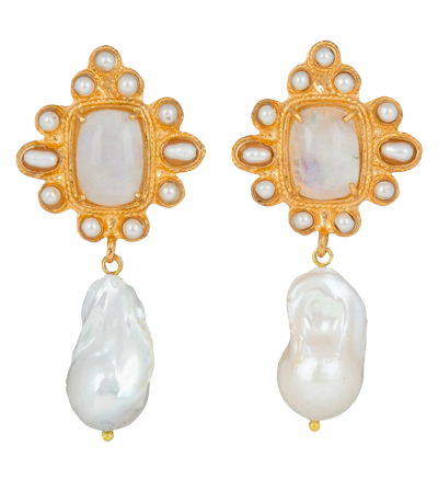 Shop Christie Nicolaides Amalita Earrings White In Gold