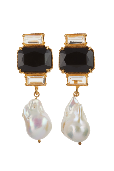 Shop Christie Nicolaides Bambina Earrings Black In Gold