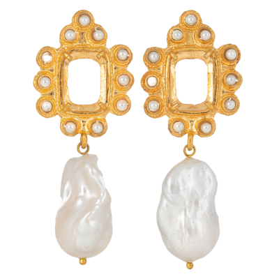 Shop Christie Nicolaides Amalita Earrings Clear In Gold