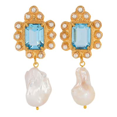 Shop Christie Nicolaides Amalita Earrings Blue In Gold