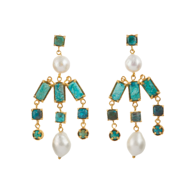 Shop Christie Nicolaides Sofia Earrings Turquoise In Green
