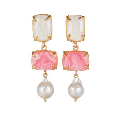 Shop Christie Nicolaides Loren Earrings White & Pink