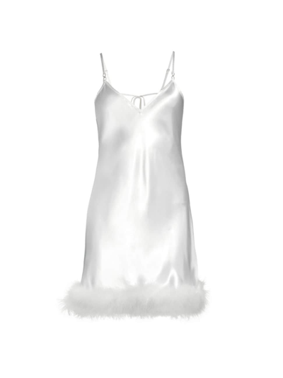 Shop In Bloom Women's Hope Feather-trimmed Satin Chemise In Ivory