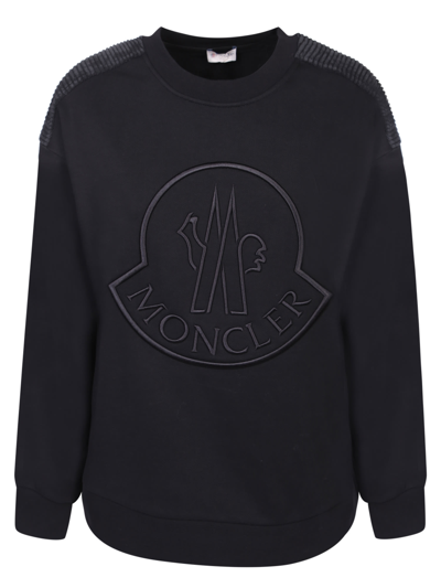 Shop Moncler Frontal Logo Black Sweatshirt