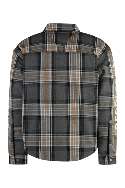 Shop Represent Flannel Overshirt In Grey
