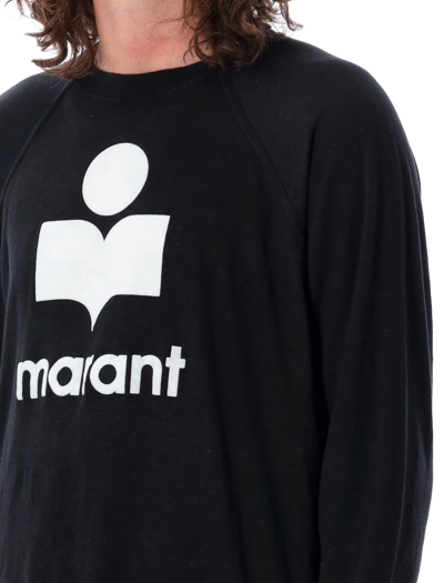 Shop Isabel Marant Kieffer Long Sleeve Logo Tee-shirt In Black