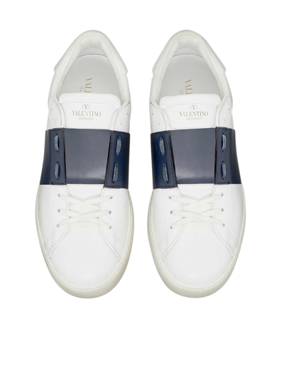 Shop Valentino Sneaker Open Rubber Sole In White Marine