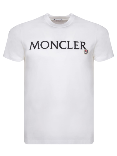 Shop Moncler Embroidered Logo White T-shirt