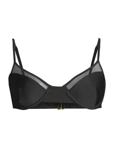 Shop Ramy Brook Women's Kai Mesh-trimmed Underwire Bikini Top In Black