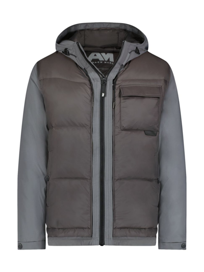Shop Andrew Marc Men's Paxos Hybrid Down Jacket In Slate
