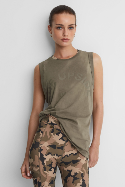 Shop The Upside Sleeveless Crew Neck Vest In Olive Green