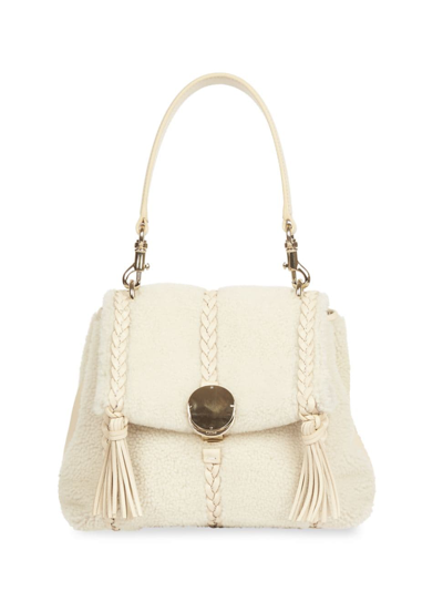 Shop Chloé Women's Small Penelope Shearling Bag In White