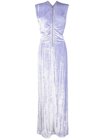 Shop Bottega Veneta Purple Velvet Maxi Dress