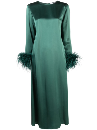 Shop Sleeper Green Suzi Feather-trim Maxi Dress