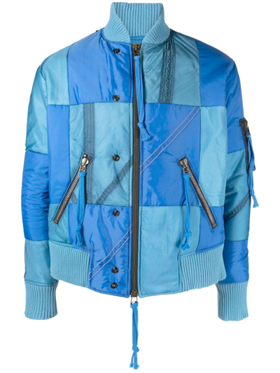 Shop Greg Lauren Blue Parachute Patchwork Jacket