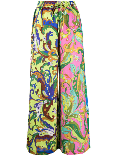 Shop Alemais Green Yvette Paisley-print Trousers